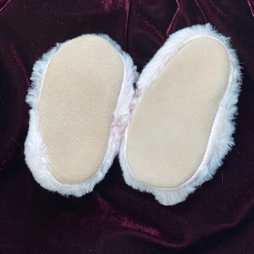 Robeez Fuzzy Bunny Baby Shoes Slippers Pink 0-6 Mo